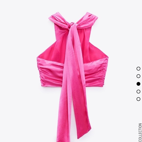 Zara Tops Zara Pink Satin Halterneck Poshmark